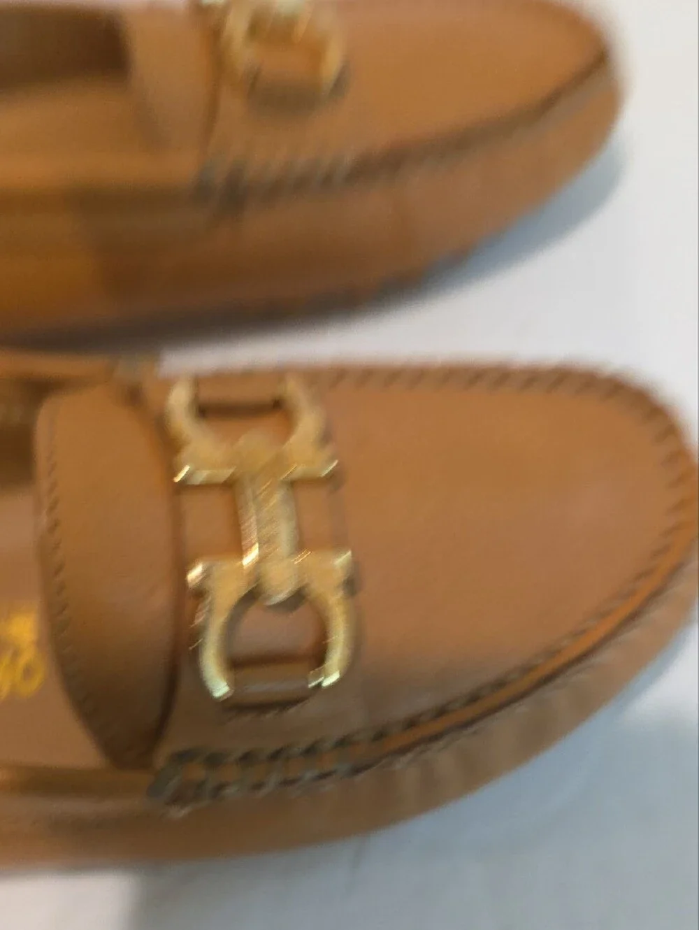 Ferragamo Tan Leather Driving Loafers with Gold Hardware Size 27
